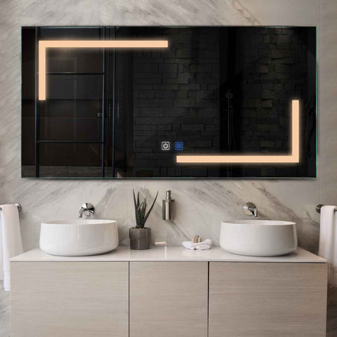Espejo LED Rectangular | Botones táctiles | Función antivaho | Luz blanca cálida - Reyze Seria Salono Model 3