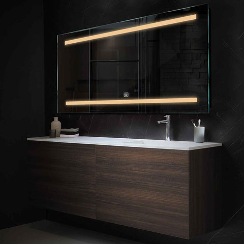 Espejo LED Rectangular | Botón táctil | Luz blanca cálida - Reyze Seria Salono Model 4