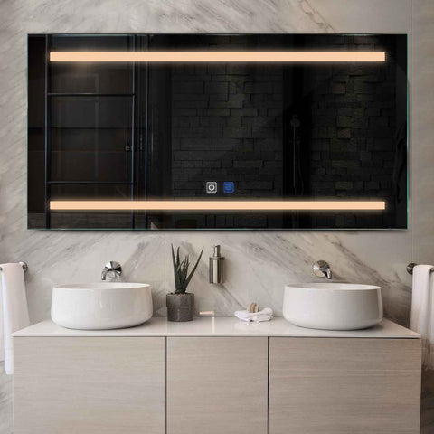 Espejo LED Rectangular | Botones táctiles | Función antivaho | Luz blanca cálida - Reyze Seria Salono Model 4