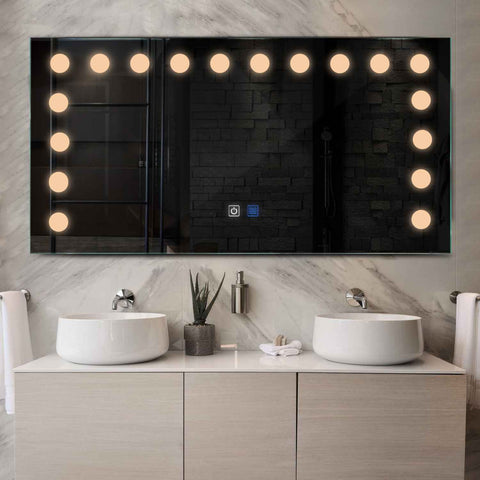 Espejo LED Rectangular | Botones táctiles | Función antivaho | Luz blanca cálida - Reyze Seria Salono Model 6