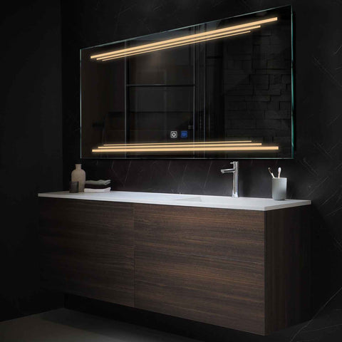 Espejo LED Rectangular | Botones táctiles | Función antivaho | Luz blanca cálida - Reyze Seria Salono Model 7