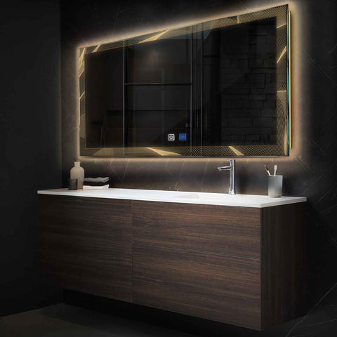 Espejo LED Rectangular | Botones táctiles | Función antivaho | Luz blanca cálida - Reyze Seria Simetria Model 2