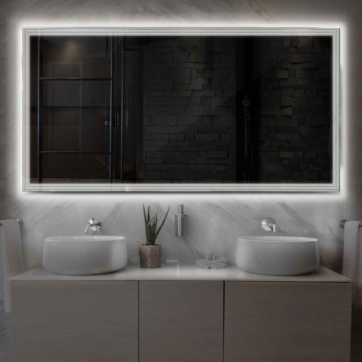 Espejo LED Rectangular | Control por interruptor de pared | Luz blanca neutra - Reyze Seria Edge Model 1