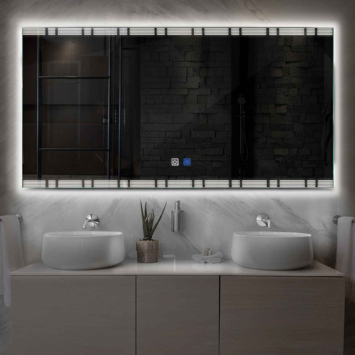 Espejo LED Rectangular | Botones táctiles | Función antivaho | Luz blanca neutra - Reyze Seria Edge Model 3