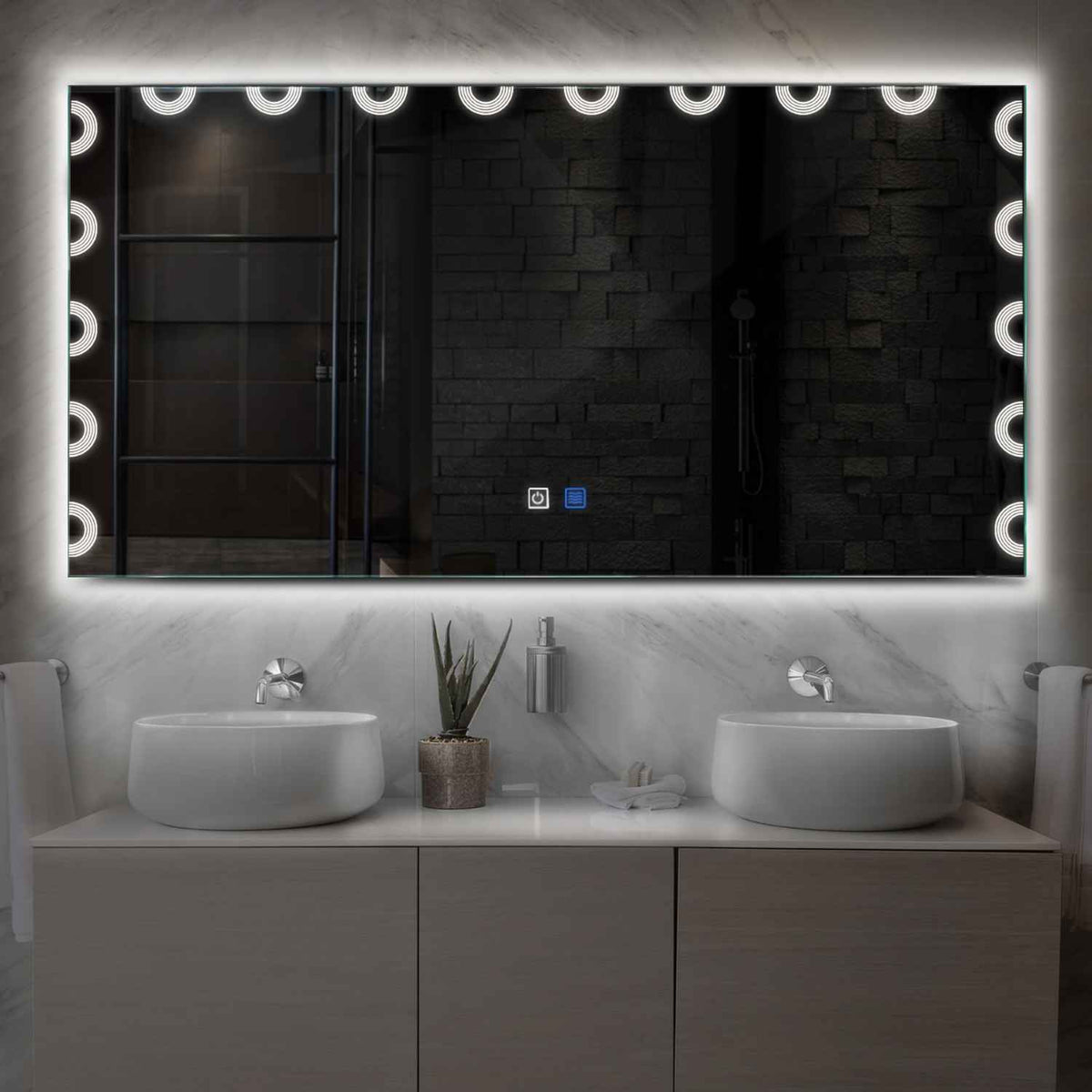 Espejo LED Rectangular | Botones táctiles | Función antivaho | Luz blanca neutra - Reyze Seria Edge Model 4