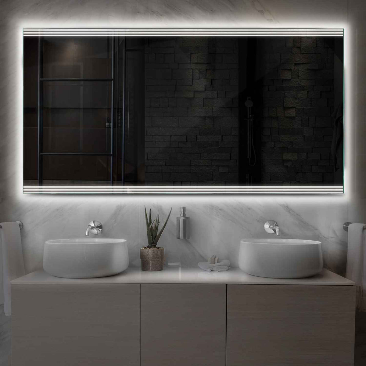 Espejo LED Rectangular | Control por interruptor de pared | Luz blanca neutra - Reyze Seria Edge Model 8