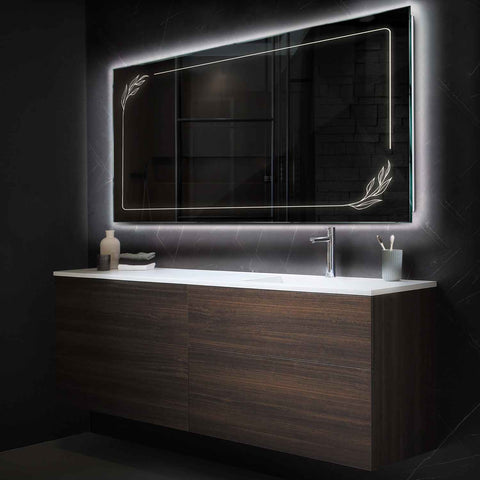 Espejo LED Rectangular | Control por interruptor de pared | Luz blanca neutra - Reyze Seria Good Vibes Model 1