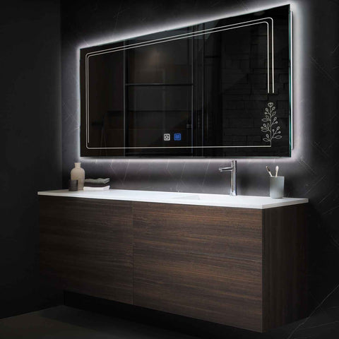 Espejo LED Rectangular | Botones táctiles | Función antivaho | Luz blanca neutra - Reyze Seria Good Vibes Model 3
