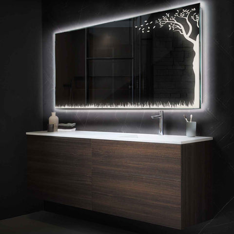 Espejo LED Rectangular | Control por interruptor de pared | Luz blanca neutra - Reyze Seria Good Vibes Model 8