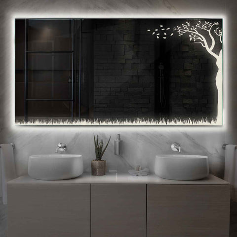 Espejo LED Rectangular | Control por interruptor de pared | Luz blanca neutra - Reyze Seria Good Vibes Model 8