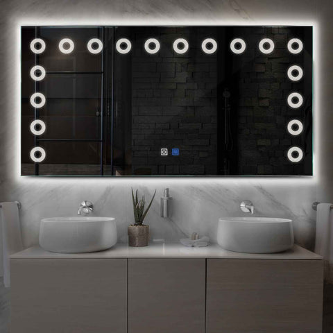 Espejo LED Rectangular | Botones táctiles | Función antivaho | Luz blanca neutra - Reyze Seria Minimal Model 4