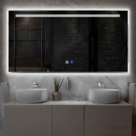 Espejo LED Rectangular | Botones táctiles | Función antivaho | Luz blanca neutra - Reyze Seria Minimal Model 5