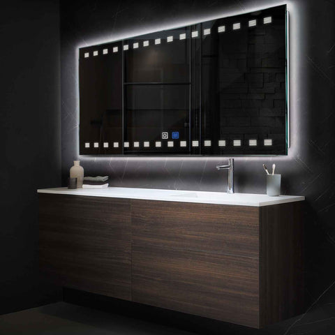 Espejo LED Rectangular | Botones táctiles | Función antivaho | Luz blanca neutra - Reyze Seria Minimal Model 6