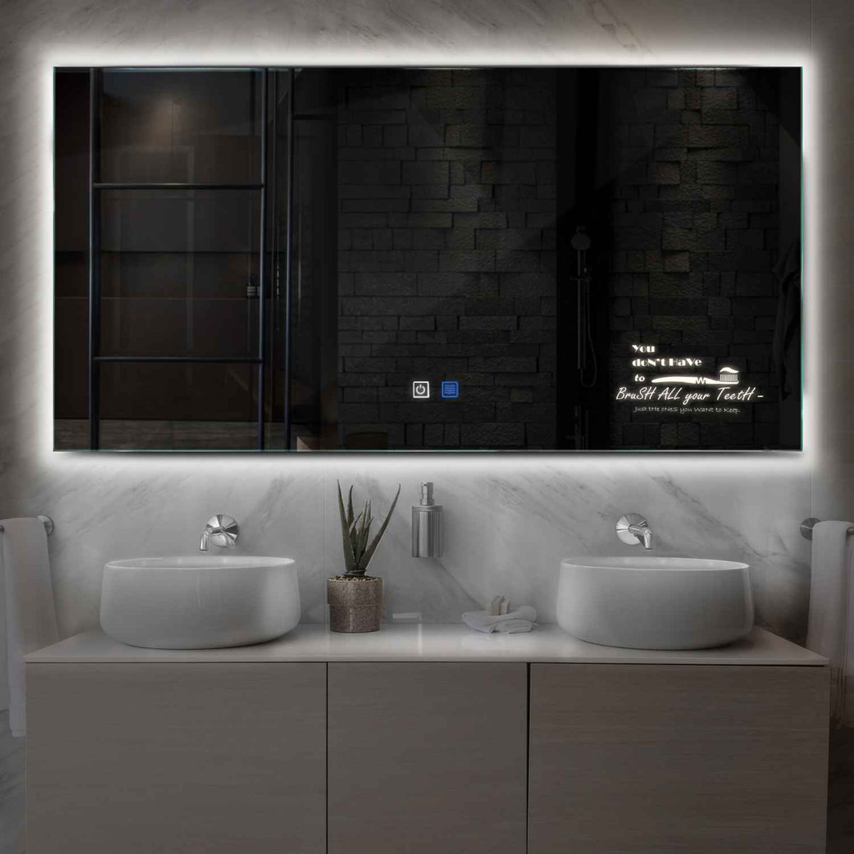 Espejo LED Rectangular | Botones táctiles | Función antivaho | Luz blanca neutra - Reyze Seria Motivated Model 3
