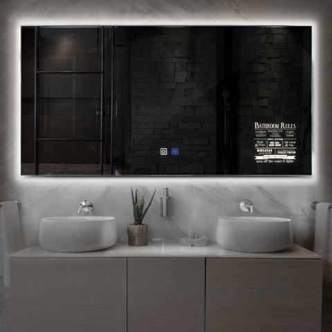 Espejo LED Rectangular | Botones táctiles | Función antivaho | Luz blanca neutra - Reyze Seria Motivated Model 5