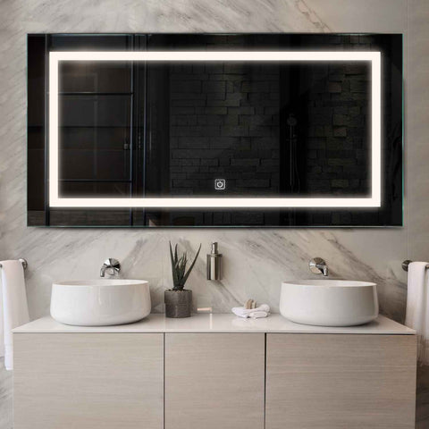 Espejo LED Rectangular | Botón táctil | Luz blanca neutra - Reyze Seria Salono Model 1