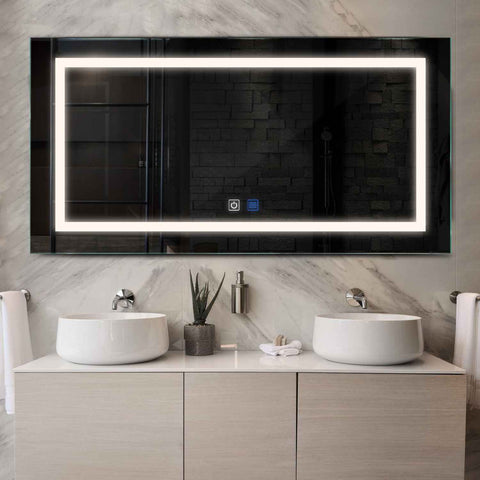 Espejo LED Rectangular | Botones táctiles | Función antivaho | Luz blanca neutra - Reyze Seria Salono Model 1