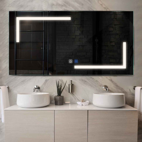 Espejo LED Rectangular | Botones táctiles | Función antivaho | Luz blanca neutra - Reyze Seria Salono Model 3