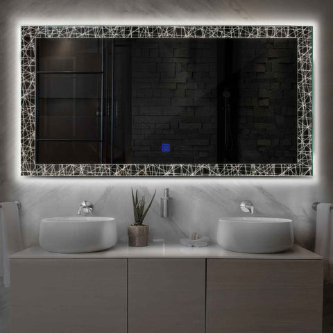 Espejo LED Rectangular | Botón táctil | Luz blanca neutra - Reyze Seria Simetria Model 1
