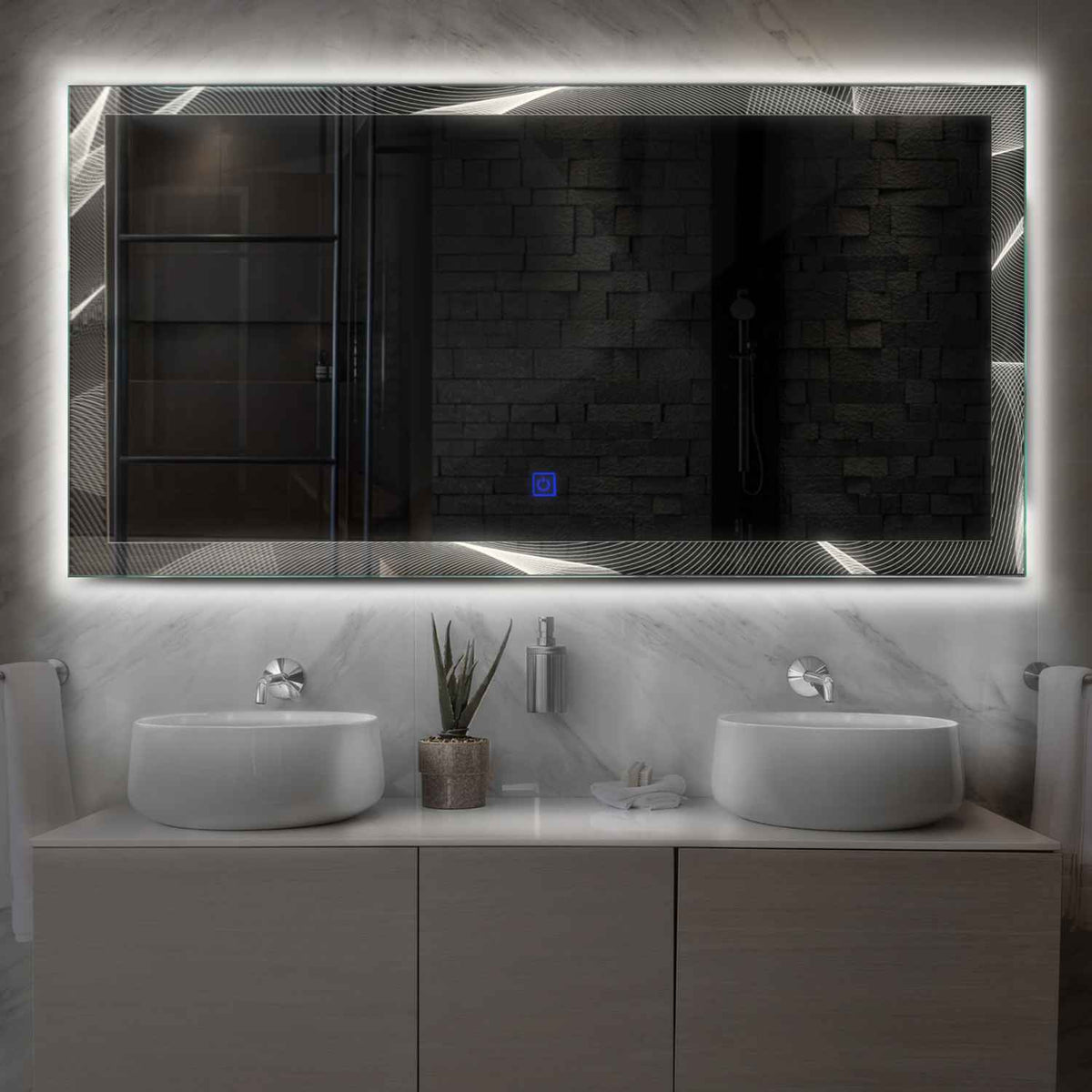Espejo LED Rectangular | Botón táctil | Luz blanca neutra - Reyze Seria Simetria Model 2
