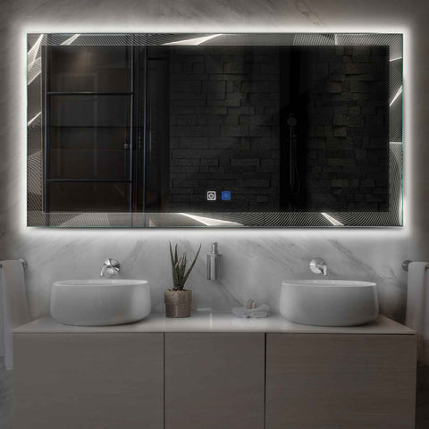 Espejo LED Rectangular | Botones táctiles | Función antivaho | Luz blanca neutra - Reyze Seria Simetria Model 2