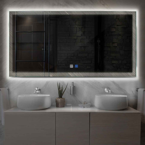 Espejo LED Rectangular | Botones táctiles | Función antivaho | Luz blanca neutra - Reyze Seria Simetria Model 7
