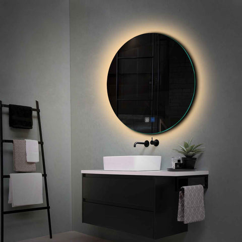 Espejo LED Redondo | Botones táctiles | Función antivaho | Luz blanca cálida - Reyze Seria Ambient Model 1