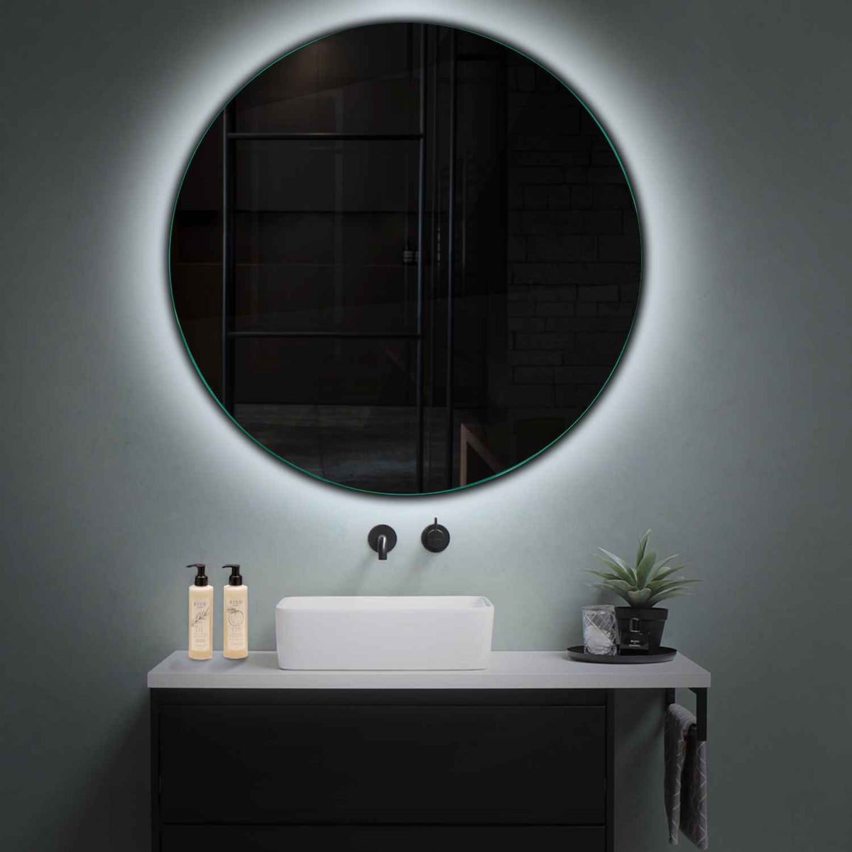 Espejo LED Redondo | Control por interruptor de pared | Luz blanca fría - Reyze Seria Ambient Model 1
