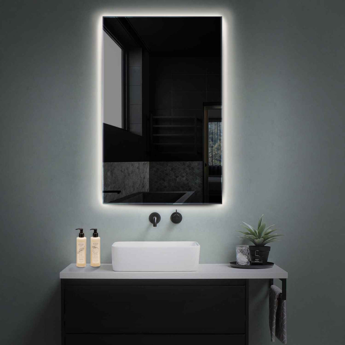 Espejo LED Vertical | Control por interruptor de pared | Luz blanca neutra - Reyze Seria Ambient Model 1