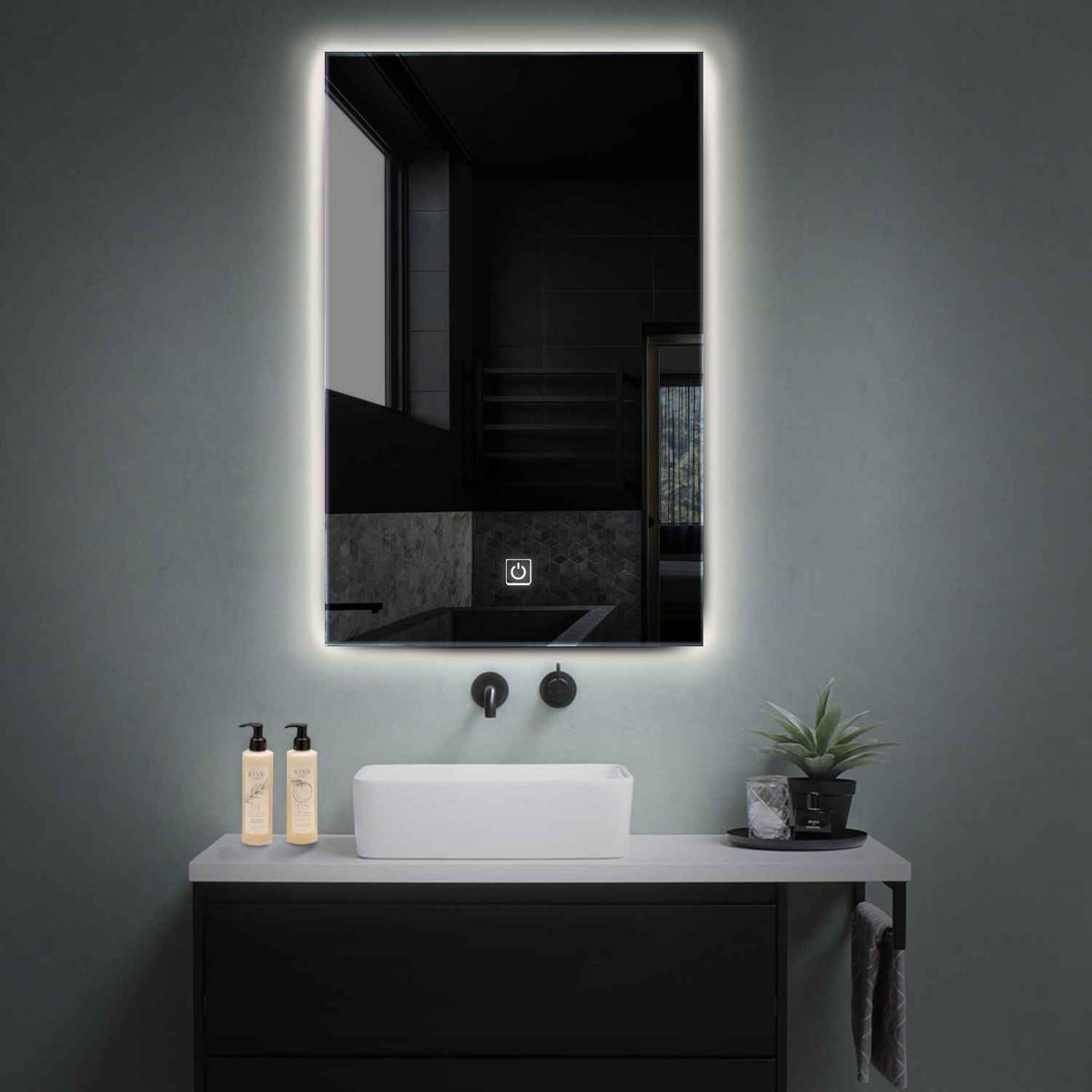 Espejo LED Vertical | Botón táctil | Luz blanca neutra - Reyze Seria Ambient Model 1