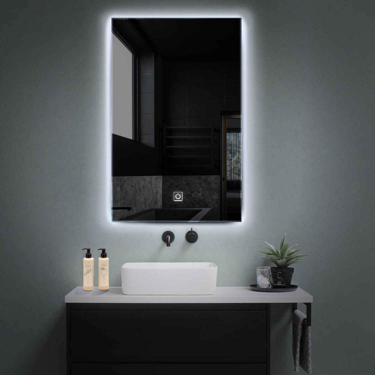 Espejo LED Vertical | Botón táctil | Luz blanca fría - Reyze Seria Ambient Model 1