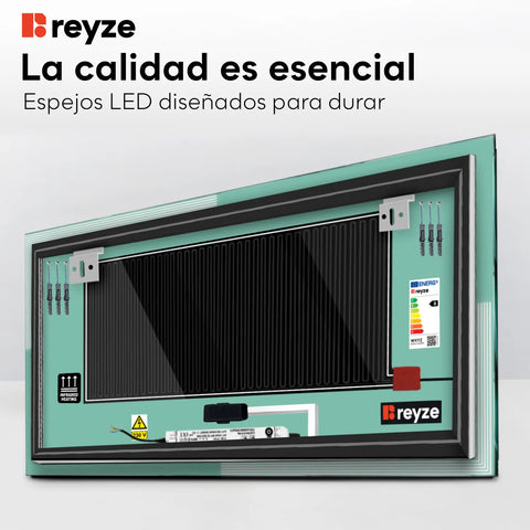 Espejo LED Rectangular | Botones táctiles | Función antivaho | Luz blanca fría - Reyze Seria Edge Model 2