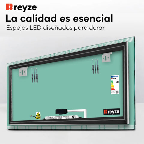 Espejo LED Rectangular | Botón táctil | Luz blanca fría - Reyze Seria Edge Model 3