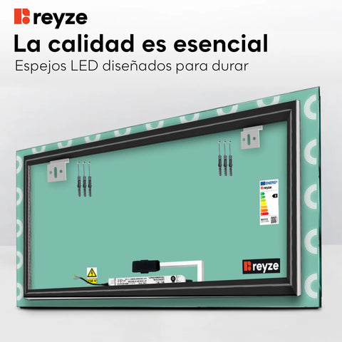 Espejo LED Rectangular | Botón táctil | Luz blanca fría - Reyze Seria Edge Model 4