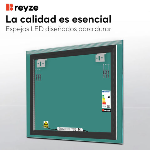 Espejo LED Cuadrado | Control por interruptor de pared | Luz blanca neutra - Reyze Seria Edge Model 5