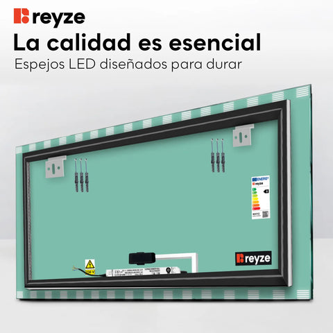 Espejo LED Rectangular | Botón táctil | Luz blanca fría - Reyze Seria Edge Model 6