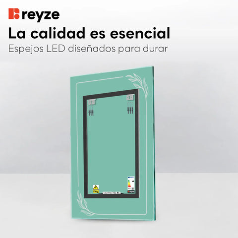 Espejo LED Vertical | Control por interruptor de pared | Luz blanca cálida - Reyze Seria Good Vibes Model 1