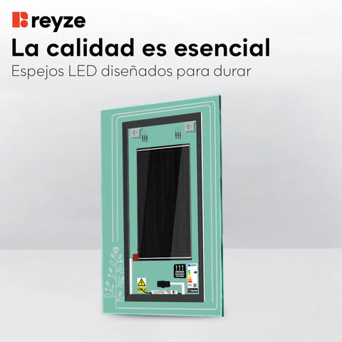 Espejo LED Vertical | Botones táctiles | Función antivaho | Luz blanca cálida - Reyze Seria Good Vibes Model 3