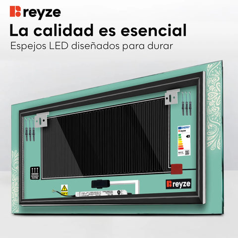 Espejo LED Rectangular | Botones táctiles | Función antivaho | Luz blanca neutra - Reyze Seria Good Vibes Model 4