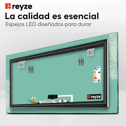 Espejo LED Rectangular | Botón táctil | Luz blanca cálida - Reyze Seria Good Vibes Model 4