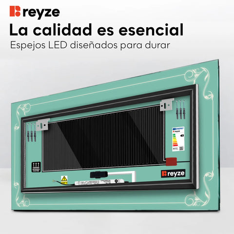 Espejo LED Rectangular | Botones táctiles | Función antivaho | Luz blanca neutra - Reyze Seria Good Vibes Model 5