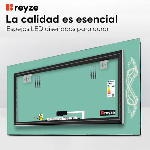 Espejo LED Rectangular | Botón táctil | Luz blanca fría - Reyze Seria Good Vibes Model 6