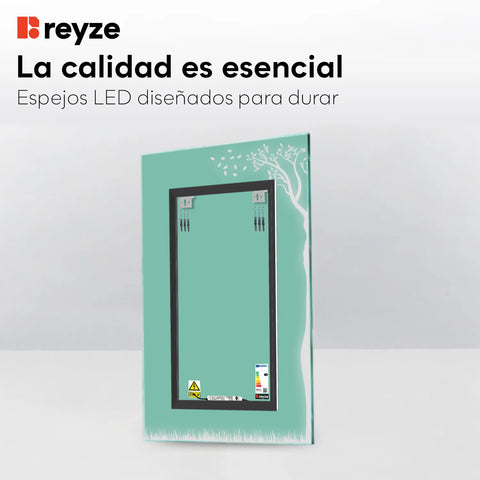 Espejo LED Vertical | Control por interruptor de pared | Luz blanca cálida - Reyze Seria Good Vibes Model 8