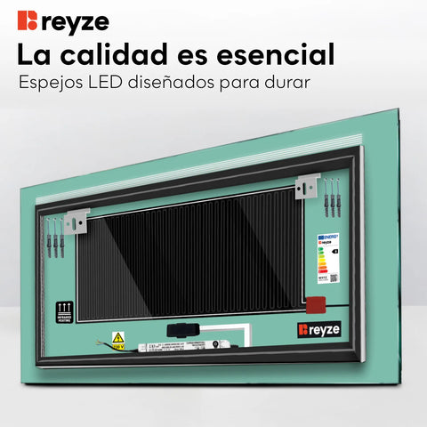 Espejo LED Rectangular | Botones táctiles | Función antivaho | Luz blanca fría - Reyze Seria Minimal Model 5