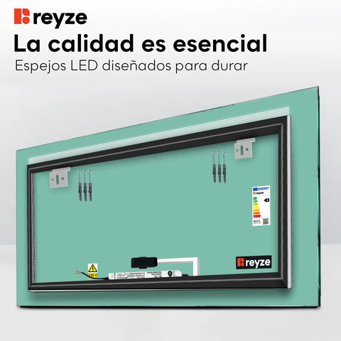 Espejo LED Rectangular | Botón táctil | Luz blanca cálida - Reyze Seria Minimal Model 5
