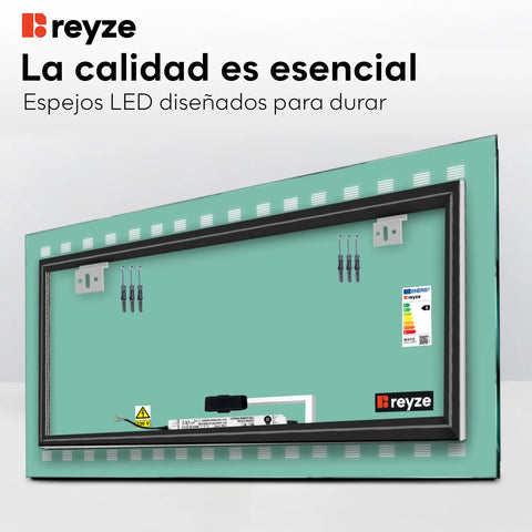 Espejo LED Rectangular | Botón táctil | Luz blanca cálida - Reyze Seria Minimal Model 6