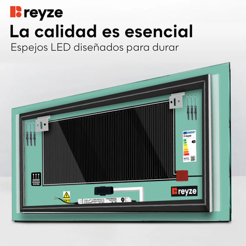 Espejo LED Rectangular | Botones táctiles | Función antivaho | Luz blanca fría - Reyze Seria Minimal Model 7