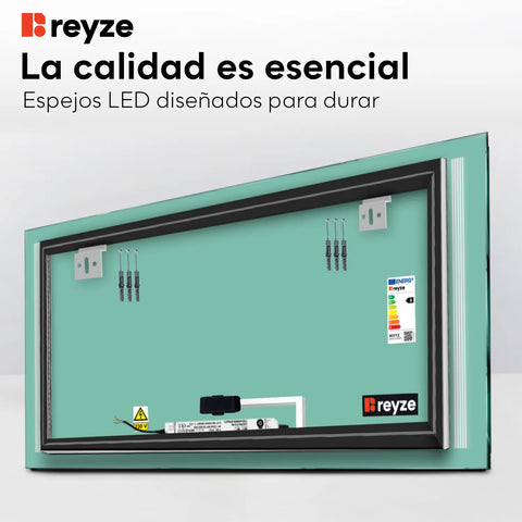 Espejo LED Rectangular | Botón táctil | Luz blanca cálida - Reyze Seria Minimal Model 7