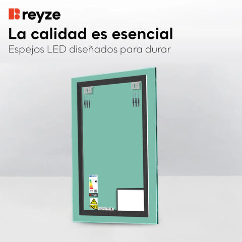 Espejo LED Vertical | Control por interruptor de pared | Luz blanca cálida - Reyze Seria Motivated Model 3