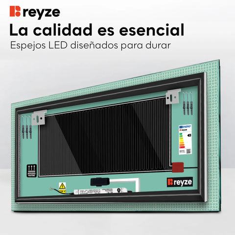 Espejo LED Rectangular | Botones táctiles | Función antivaho | Luz blanca neutra - Reyze Seria Official Model 2